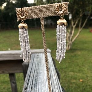 Flower dangle beaded tassels